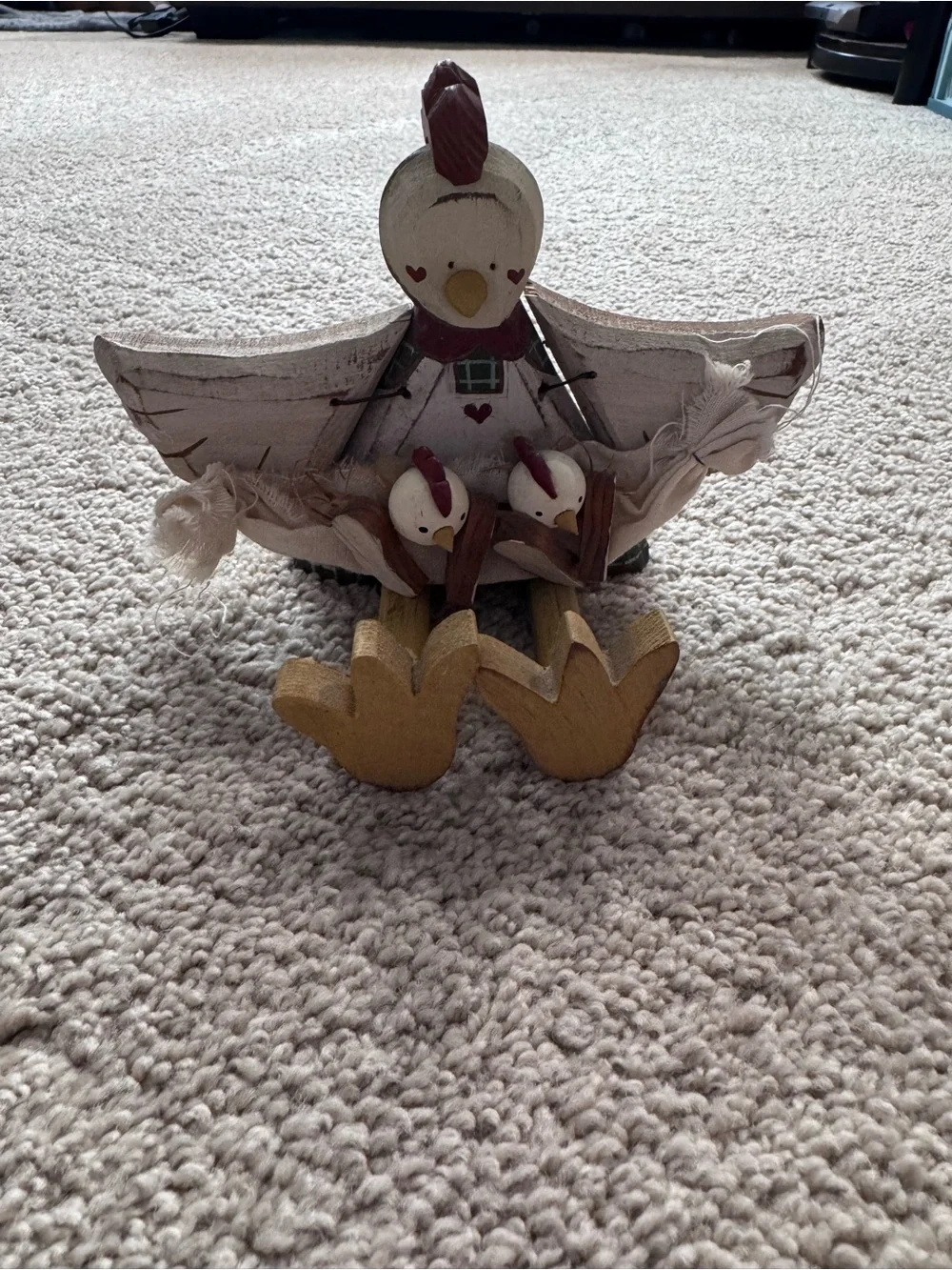 Vintage Wooden Hen w/ Chicks Shelf Sitter Home Decor Chickens Country Kitchen